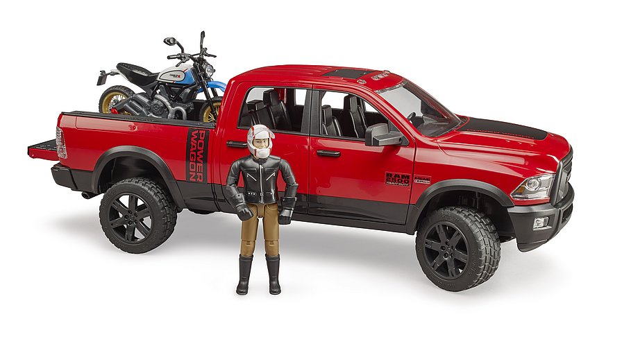 Bruder 02502 Ram 2500 Power Wagon with Scrambler Ducati Dessert Sled